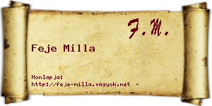 Feje Milla névjegykártya